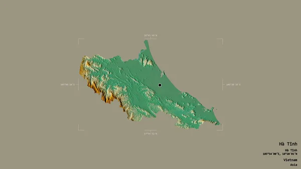 Obszar Tinh Prowincja Wietnamu Odizolowany Solidnym Tle Georeferencyjnym Polu Granicznym — Zdjęcie stockowe