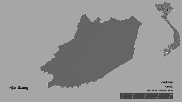 Gestalt Von Hau Giang Provinz Vietnam Mit Seiner Hauptstadt Isoliert — Stockfoto