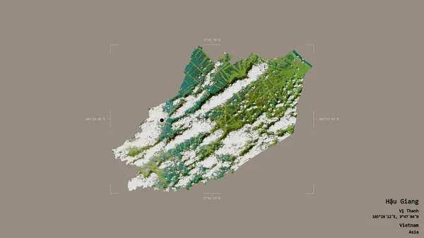 越南豪江地区 在一个地理参考方块中 背景坚实 与世隔绝 卫星图像 3D渲染 — 图库照片