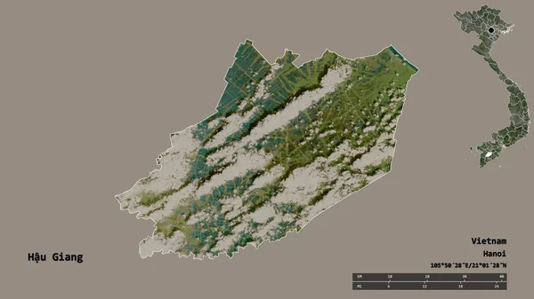 Σχήμα Του Hau Giang Επαρχία Του Βιετνάμ Κεφάλαιό Του Απομονωμένο — Φωτογραφία Αρχείου