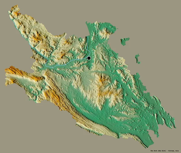 Forma Hoa Binh Provincia Vietnam Con Capital Aislada Sobre Fondo — Foto de Stock