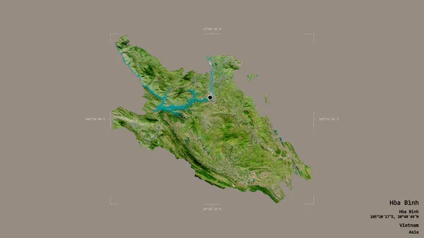 ベトナムの省 ビンの地域は 洗練された境界ボックス内の強固な背景に隔離されています ラベル 衛星画像 3Dレンダリング — ストック写真