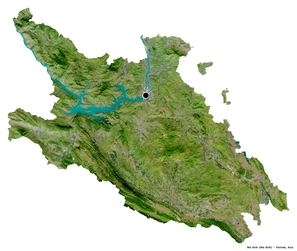 越南华平的形状 其首都被白色背景隔离 卫星图像 3D渲染 — 图库照片