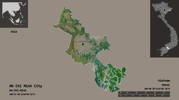Kształt Miasta Chi Minh Miasta Wietnamu Jego Stolicy Skala Odległości — Zdjęcie stockowe