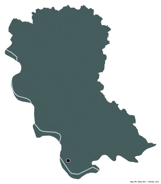 Форма Хунъен Провинция Вьетнам Столицей Изолированной Белом Фоне Цветная Карта — стоковое фото