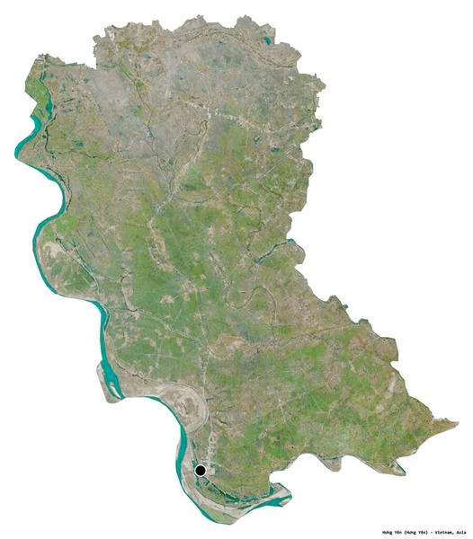 越南洪延的形状 其首都被白色背景隔离 卫星图像 3D渲染 — 图库照片