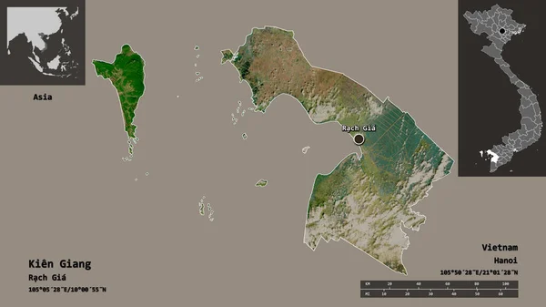 Bentuknya Kien Giang Provinsi Vietnam Dan Ibukotanya Skala Jarak Pratinjau — Stok Foto