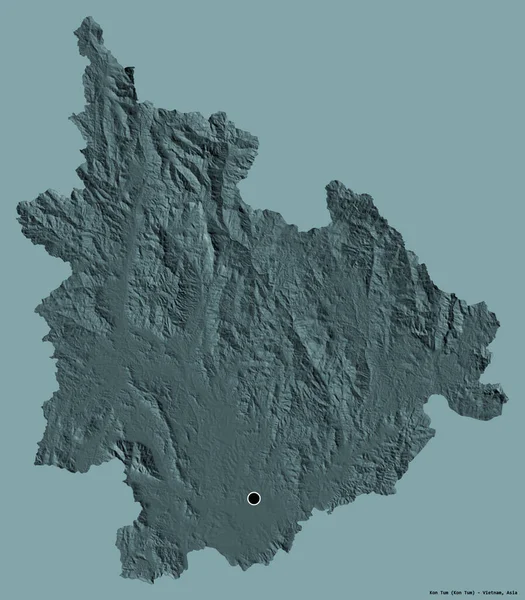 Forma Kon Tum Província Vietnã Com Sua Capital Isolada Fundo — Fotografia de Stock