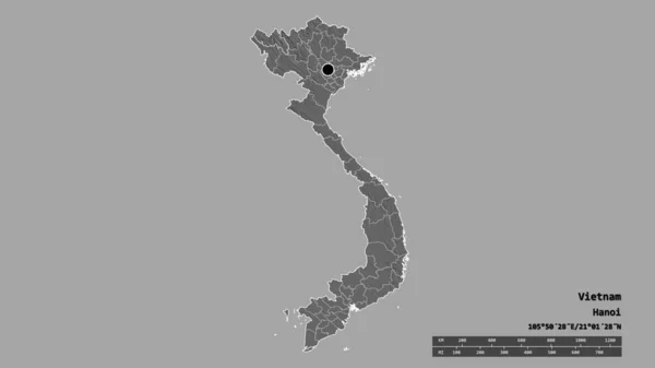 Forma Desolata Del Vietnam Con Sua Capitale Principale Divisione Regionale — Foto Stock