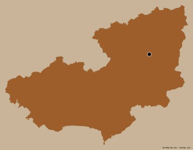 Lam ong 'un şekli, Vietnam vilayeti, başkenti katı bir renk arkaplanı ile izole edilmiş. Desenli dokuların bileşimi. 3B görüntüleme