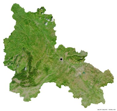 Beyaz arka planda başkenti izole edilmiş Lang Son, Vietnam vilayeti. Uydu görüntüleri. 3B görüntüleme