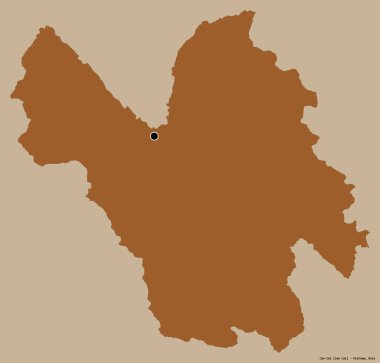 Lao Cai 'nin şekli, Vietnam vilayeti, başkenti katı bir renk arkaplanı ile izole edilmiş. Desenli dokuların bileşimi. 3B görüntüleme