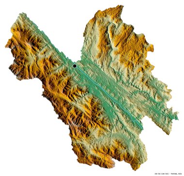 Beyaz arka planda başkenti izole edilmiş, Vietnam vilayeti Lao Cai 'nin şekli. Topografik yardım haritası. 3B görüntüleme