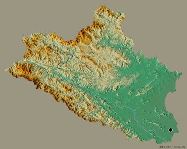 Vietnam 'ın Nghe An eyaleti, başkenti katı renk arkaplanı ile izole edilmiştir. Topografik yardım haritası. 3B görüntüleme