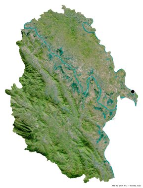 Beyaz arka planda başkenti izole edilmiş, Vietnam vilayeti Phu Tho 'nun şekli. Uydu görüntüleri. 3B görüntüleme
