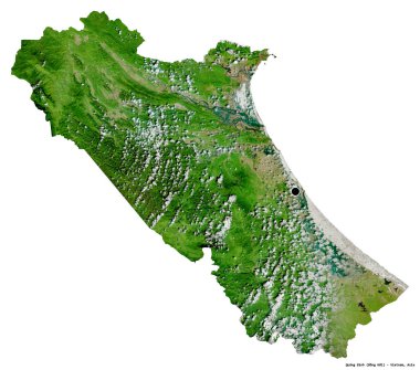 Beyaz arka planda başkenti izole edilmiş Quang Binh şehri. Uydu görüntüleri. 3B görüntüleme