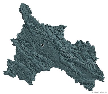 Son La 'nın şekli, Vietnam eyaleti, başkenti beyaz arka planda izole edilmiş. Renkli yükseklik haritası. 3B görüntüleme
