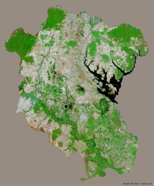 Vietnam vilayeti Tay Ninh 'ın şekli, başkenti katı bir renk arkaplanı ile izole edilmiştir. Uydu görüntüleri. 3B görüntüleme