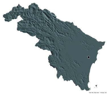 Thanh Hoa 'nın şekli, Vietnam eyaleti, başkenti beyaz arka planda izole edilmiş. Renkli yükseklik haritası. 3B görüntüleme