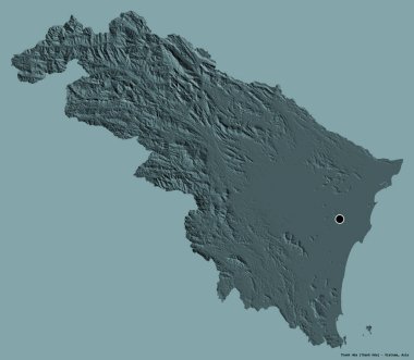 Thanh Hoa 'nın şekli, Vietnam vilayeti, başkenti katı bir renk arkaplanı ile izole edilmiş. Renkli yükseklik haritası. 3B görüntüleme