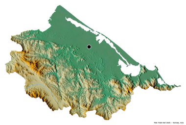Thua Thien-Hue, Vietnam eyaleti, başkenti beyaz arka planda izole edilmiş. Topografik yardım haritası. 3B görüntüleme