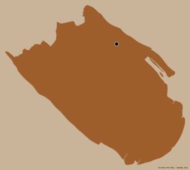 Vietnam vilayeti Tra Vinh 'in şekli, başkenti katı bir renk arkaplanı ile izole edilmiştir. Desenli dokuların bileşimi. 3B görüntüleme