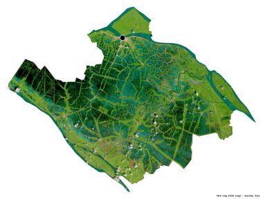 Beyaz arka planda başkenti izole edilmiş Vinh Long, Vietnam vilayeti. Uydu görüntüleri. 3B görüntüleme
