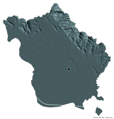 Beyaz arka planda başkenti izole edilmiş, Vietnam vilayeti Vinh Phuc 'un şeklidir. Renkli yükseklik haritası. 3B görüntüleme