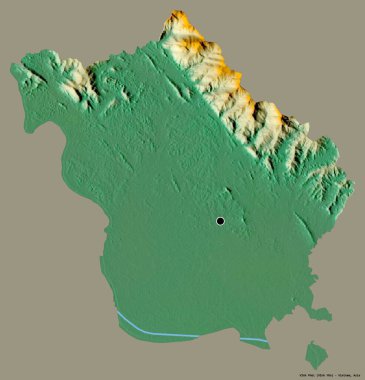 Vinh Phuc 'un şekli, Vietnam vilayeti, başkenti katı bir renk arkaplanı ile izole edilmiş. Topografik yardım haritası. 3B görüntüleme