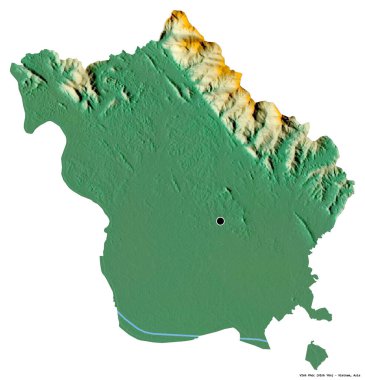 Beyaz arka planda başkenti izole edilmiş, Vietnam vilayeti Vinh Phuc 'un şeklidir. Topografik yardım haritası. 3B görüntüleme