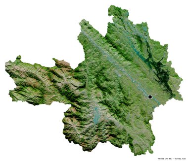 Vietnam 'ın başkenti Yen Bai' nin beyaz arka planda izole edilmiş hali. Uydu görüntüleri. 3B görüntüleme