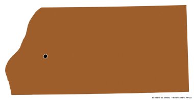 Batı Sahra Bölgesi 'nin Es Semara bölgesi, başkenti beyaz arka planda izole edilmiştir. Desenli dokuların bileşimi. 3B görüntüleme