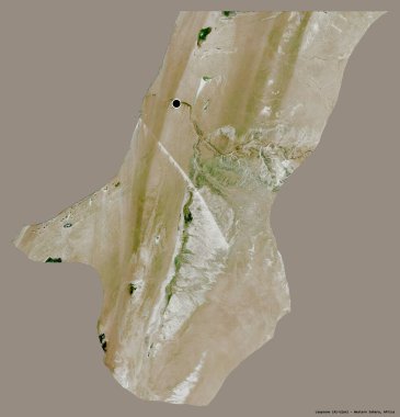 Batı Sahra 'nın Laayoune eyaleti, başkenti katı renk arkaplanı ile izole edilmiştir. Uydu görüntüleri. 3B görüntüleme