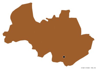 Al Bayda 'nın şekli, Yemen valiliği, başkenti beyaz arka planda izole edilmiş. Desenli dokuların bileşimi. 3B görüntüleme