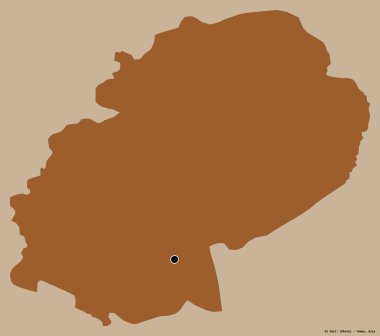 Al Dali 'nin şekli, Yemen valiliği, başkenti koyu renk arka planda izole edilmiş. Desenli dokuların bileşimi. 3B görüntüleme