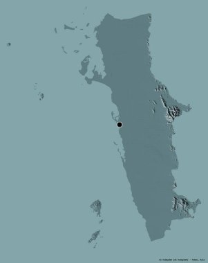 Yemen valisi Al Hudaydah 'ın şekli, başkenti koyu renk arka planda izole edilmiş. Renkli yükseklik haritası. 3B görüntüleme