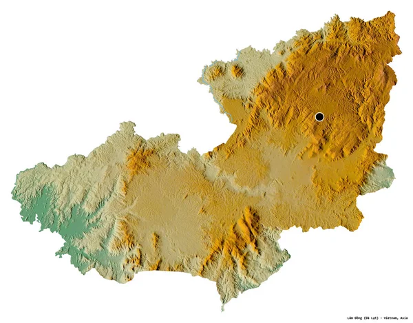 Kształt Lam Ong Prowincja Wietnamu Stolicą Odizolowaną Białym Tle Mapa — Zdjęcie stockowe