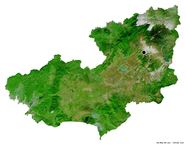 越南林公市的形状 其首都被白色背景隔离 卫星图像 3D渲染 — 图库照片