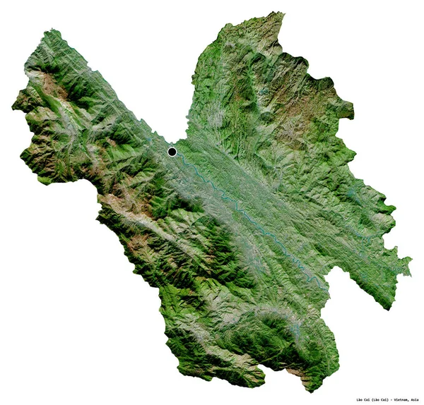 越南省老柴的形状 其首都被白色背景隔离 卫星图像 3D渲染 — 图库照片