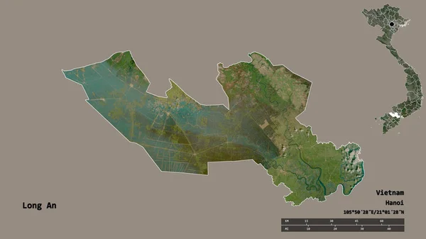 Forma Long Provincia Vietnam Con Capital Aislada Sobre Fondo Sólido —  Fotos de Stock