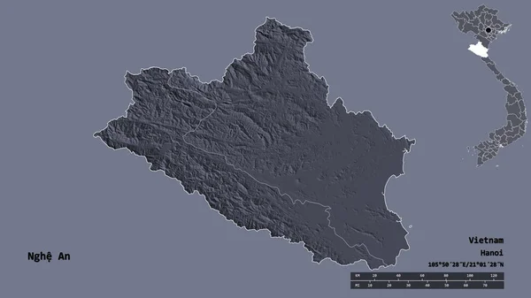 Форма Nghe Провинция Вьетнам Столицей Изолированы Прочном Фоне Дистанционный Масштаб — стоковое фото