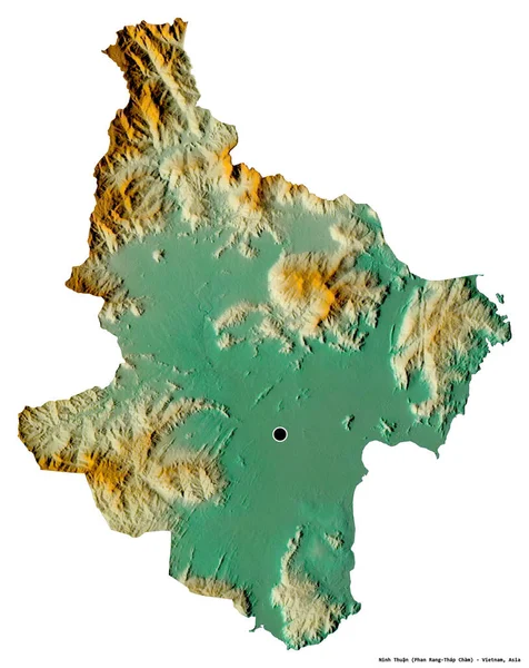 Alakja Ninh Thuan Tartomány Vietnam Főváros Elszigetelt Fehér Alapon Topográfiai — Stock Fotó