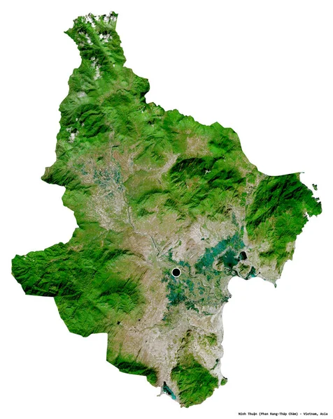 ベトナムの省 ニントゥアンの形で その首都は白い背景に隔離されています 衛星画像 3Dレンダリング — ストック写真