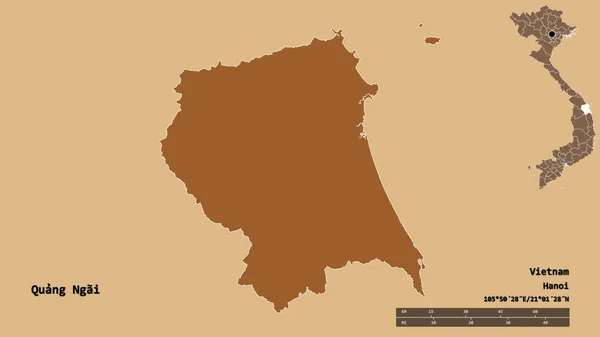 广西的形状 越南的省 其首都孤立的坚实的背景 距离尺度 区域预览和标签 图形纹理的组成 3D渲染 — 图库照片