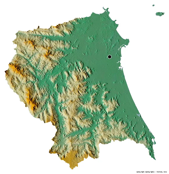 Alakja Quang Ngai Tartomány Vietnam Főváros Elszigetelt Fehér Alapon Topográfiai — Stock Fotó