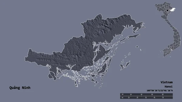 베트남의 모습을 있으며 수도는 배경에 고립되어 지형도 렌더링 — 스톡 사진