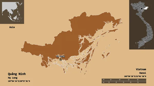 Forme Quang Ninh Province Vietnam Capitale Échelle Distance Aperçus Étiquettes — Photo