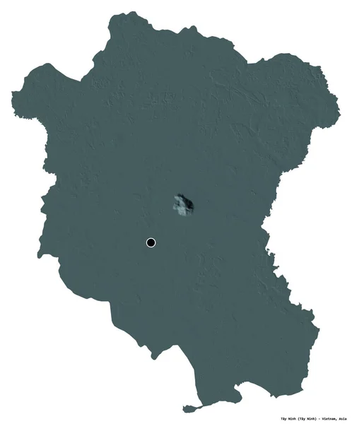 越南泰宁省的形状 其首都被白色背景隔离 彩色高程图 3D渲染 — 图库照片