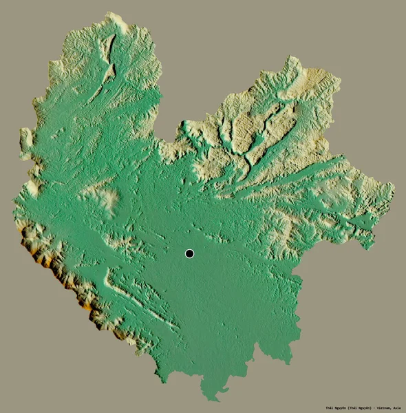 Forma Thai Nguyen Provincia Vietnam Con Capital Aislada Sobre Fondo — Foto de Stock