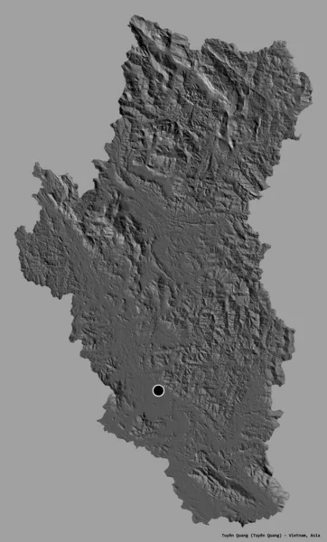 越南的Tuyen Quang形状 其首都被隔离在纯色的背景下 Bilevel高程图 3D渲染 — 图库照片